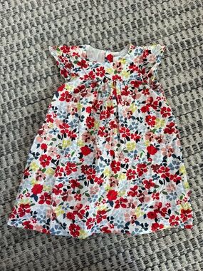 Bonpoint White Dress with Red, Blue and Pink Floral Print